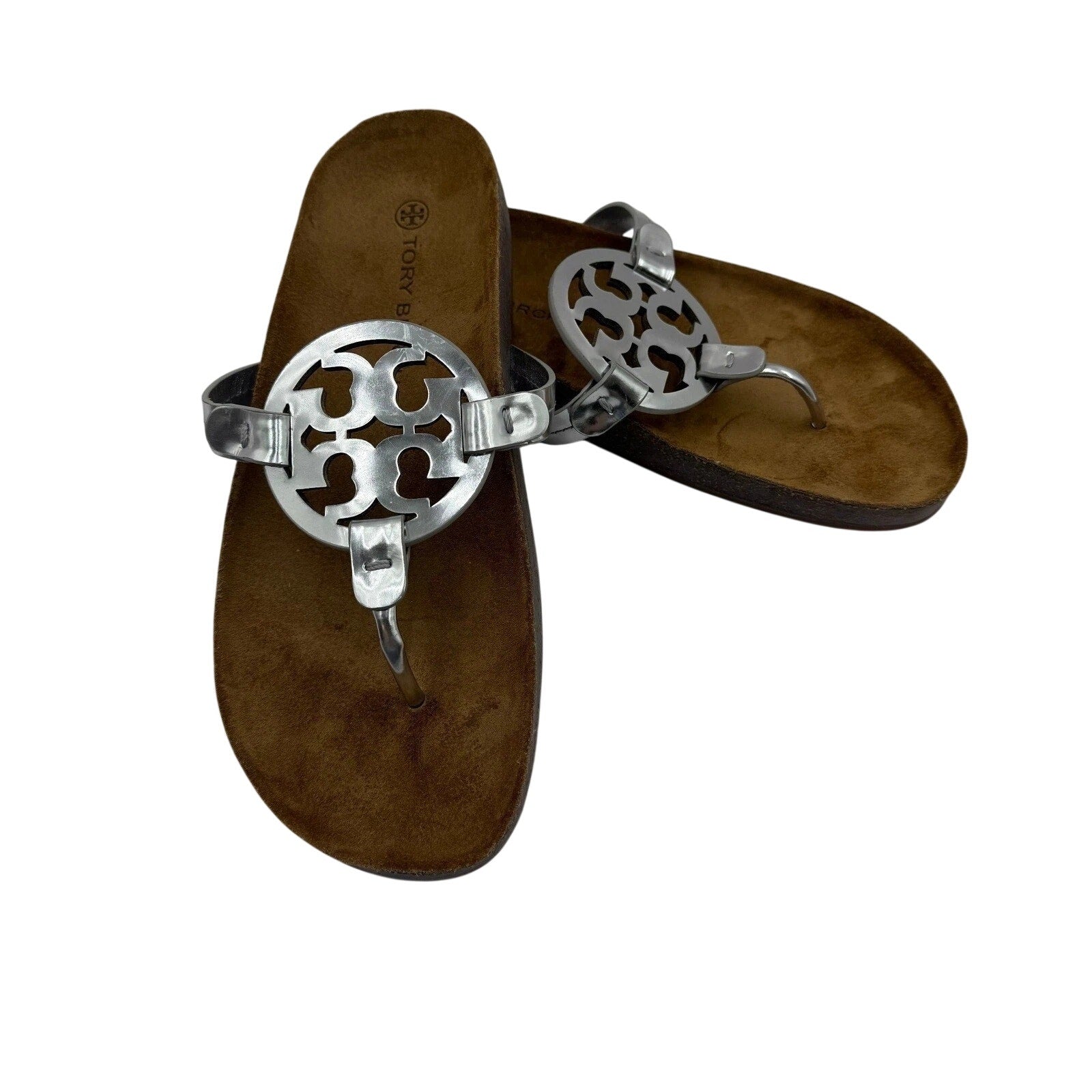 NEW Tory Burch Miller Cloud Metallic Medallion Thong Sandals 9W