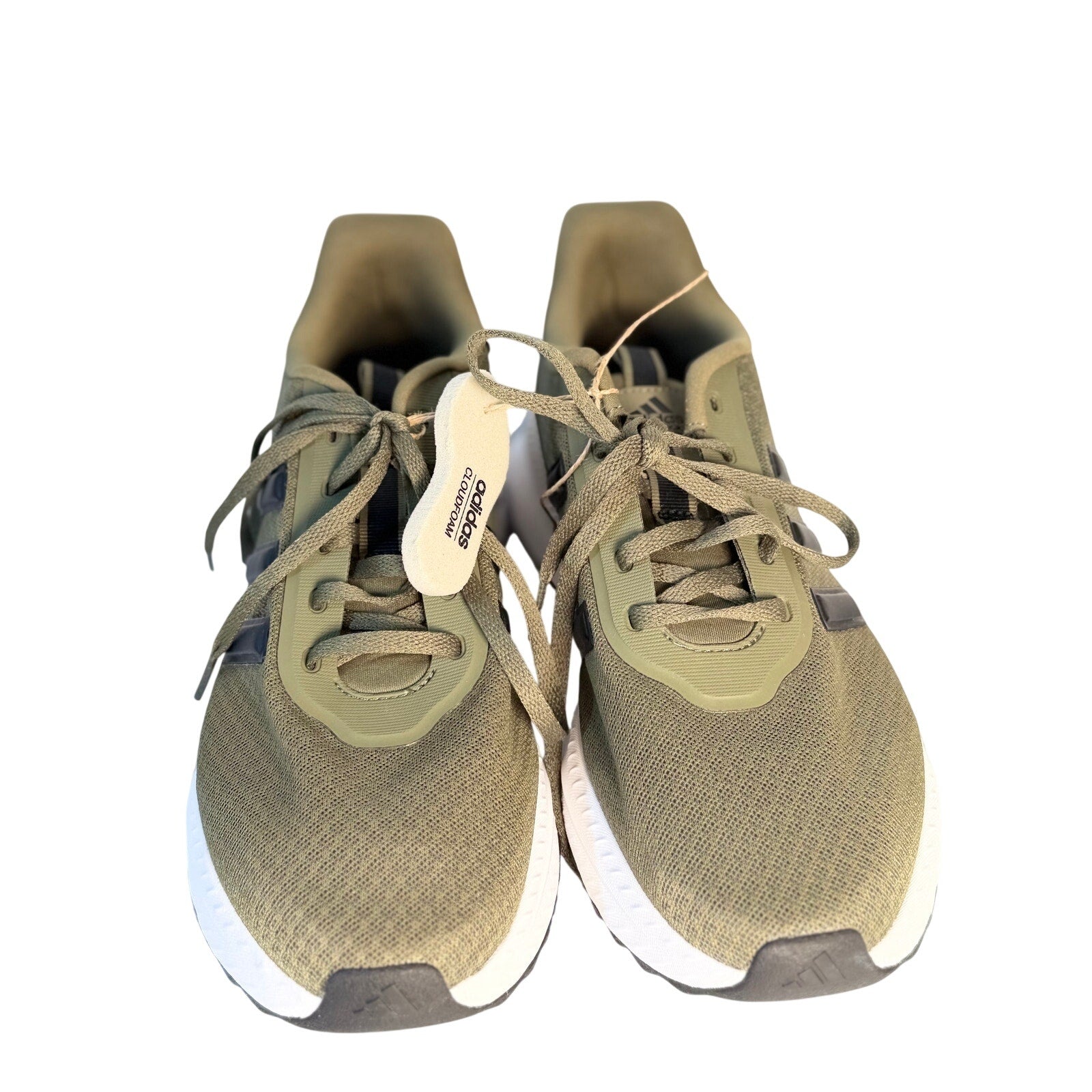 Adidas Runfalcon 3.0 men's running shoes in olive green and black, featuring breathable mesh and supportive design.