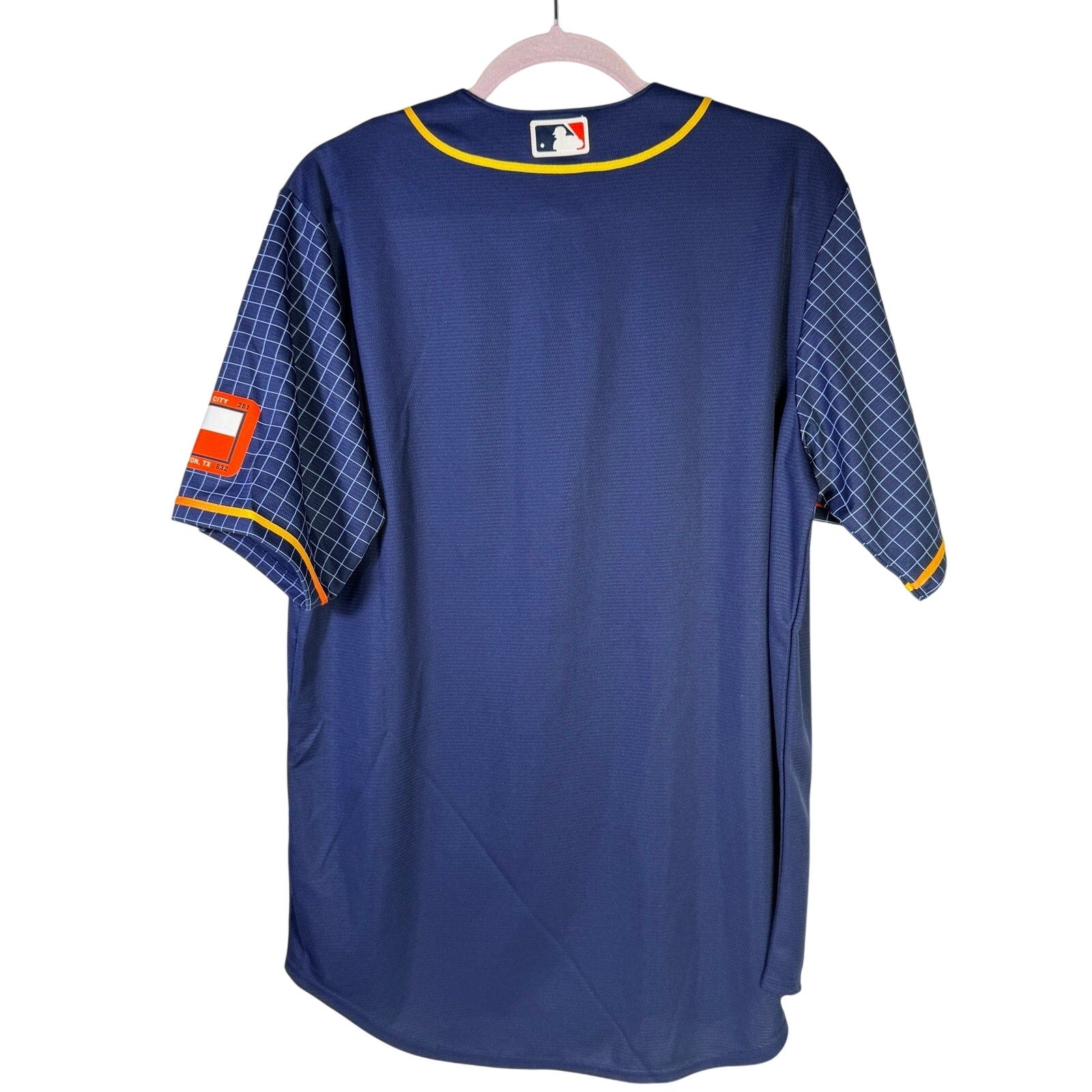 Nike Houston Astros Space City Connect MLB jersey in navy for men, size M, featuring team logo and design details.