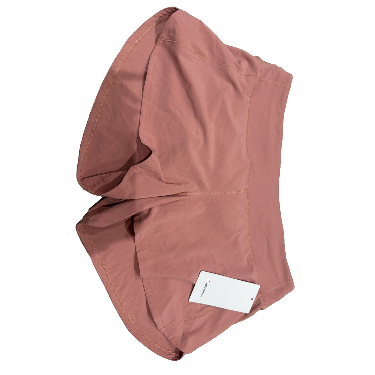 Lululemon Speed Up mid-rise lined running shorts in pink Savannah, women's size 14, with a comfortable fit and sporty design.