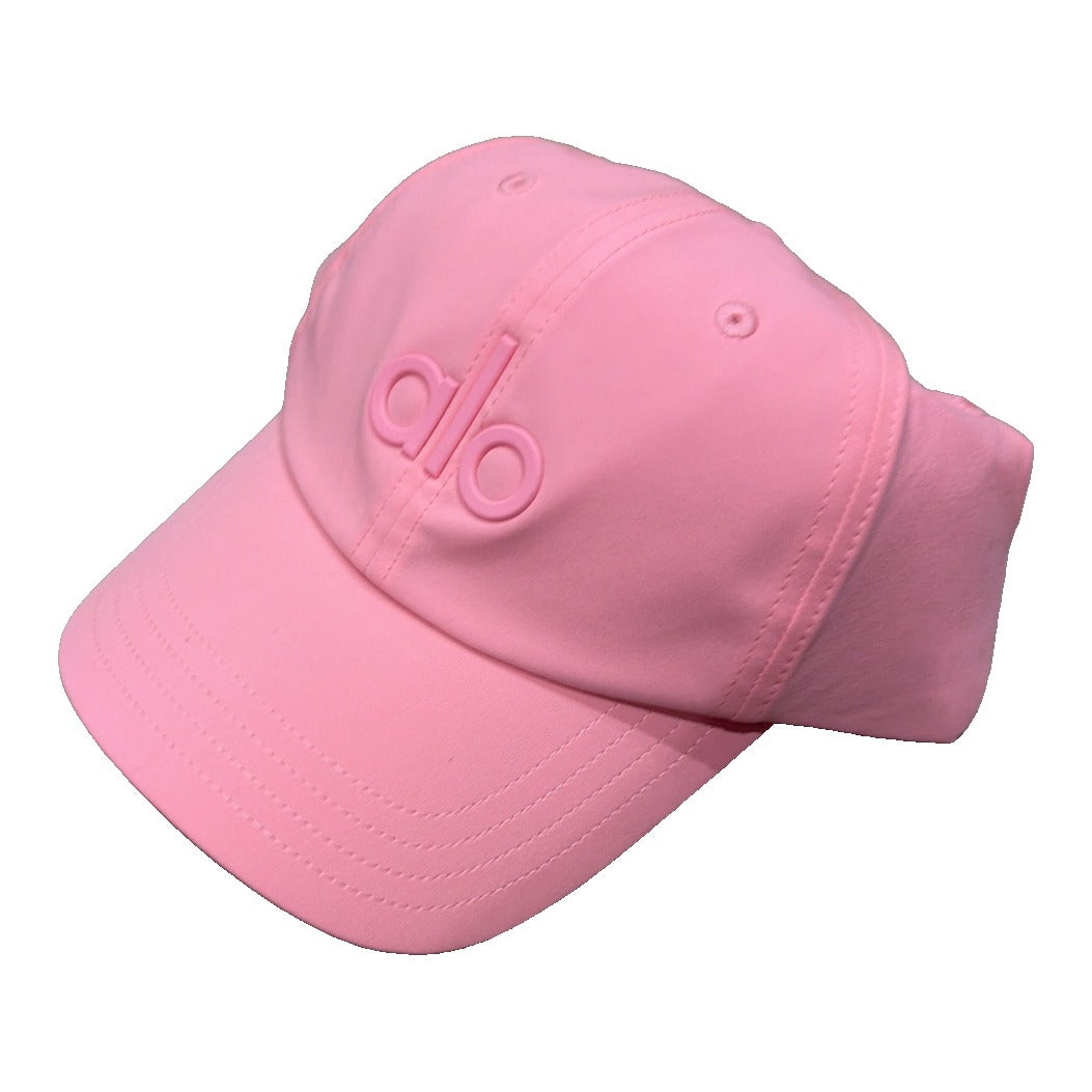 Pink Alo Yoga embossed logo baseball cap, one size, casual hat with stitched logo detail, perfect for sporty or everyday wear.