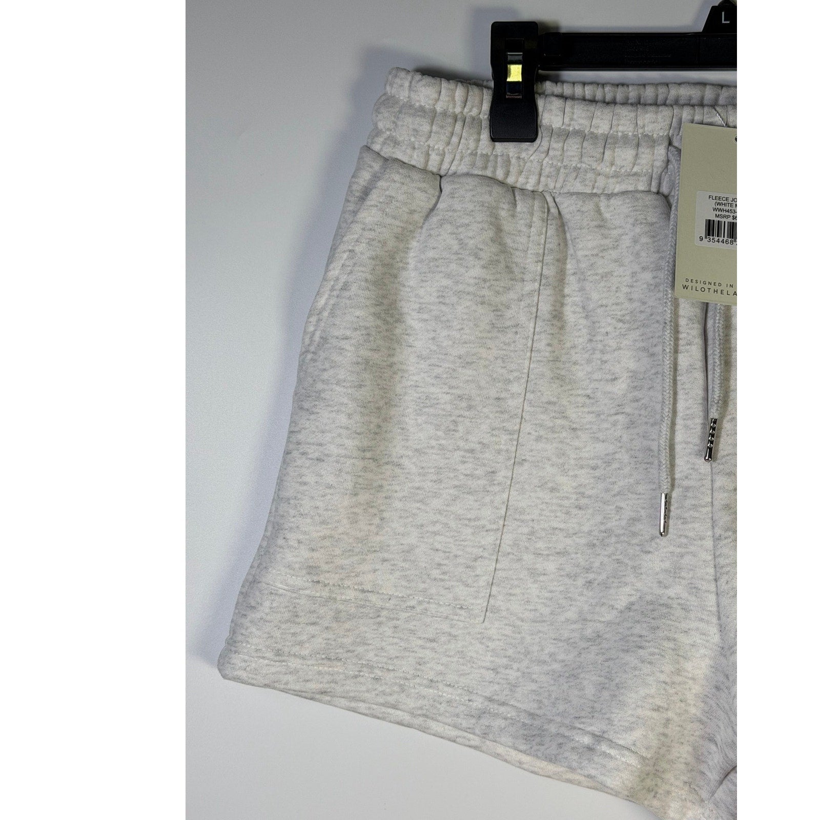 WILO The Label women's white marle fleece jog shorts, size small, new with tags, casual athletic loungewear.