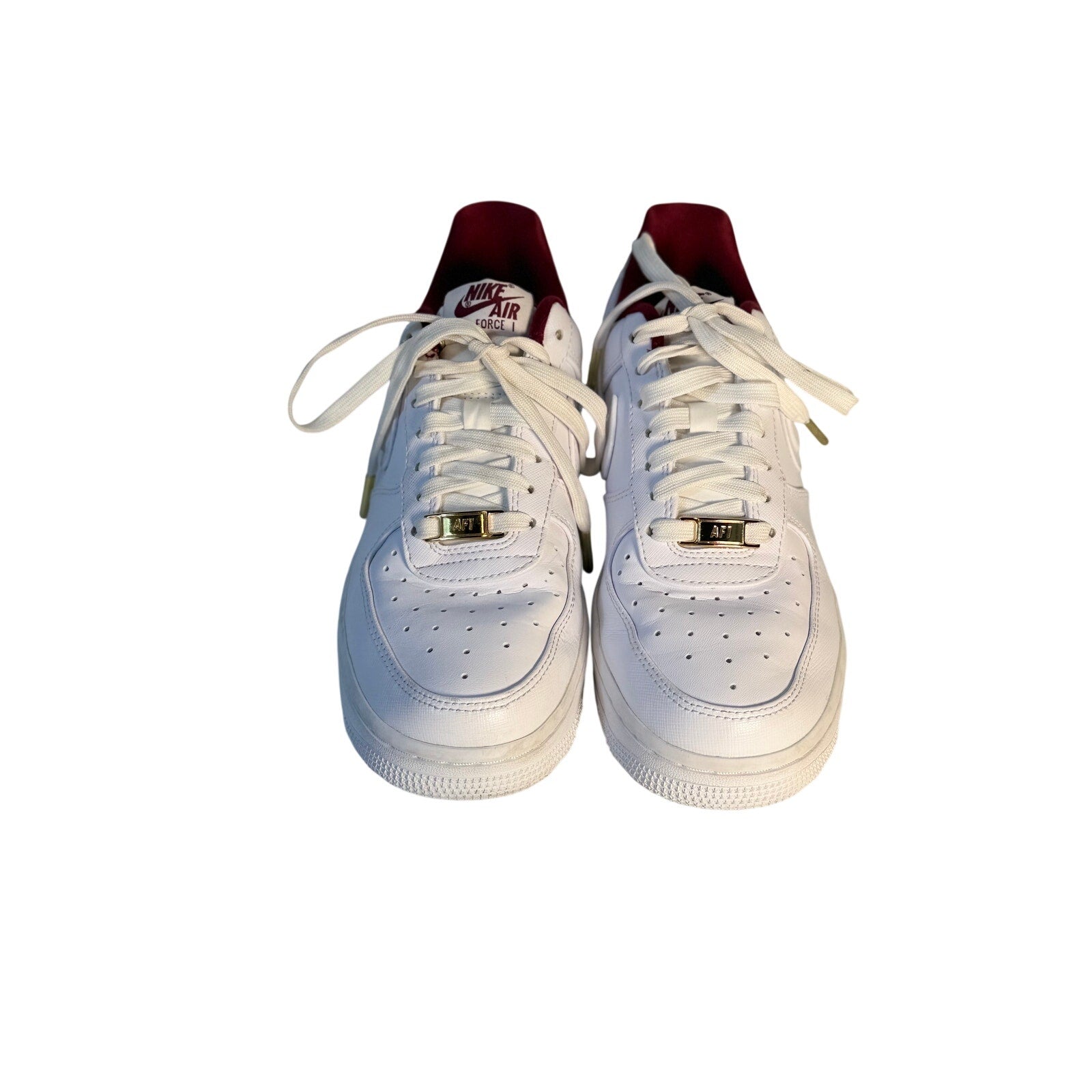 Nike Air Force 1 '07 LV8 white and team red men's sneakers, size 7, showcasing the classic low-top design and Nike branding