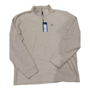 Vineyard Vines men's XL saltwater quarter zip pullover in officer khaki with navy stripes, new with tags.