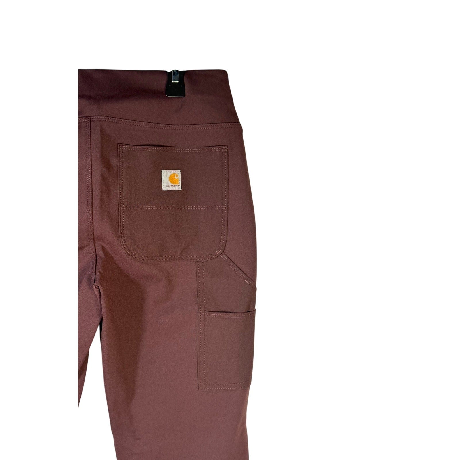 Carhartt Force women's fitted utility pants in brown, size XL, regular fit, showing front view with multiple pockets and durable fabric.