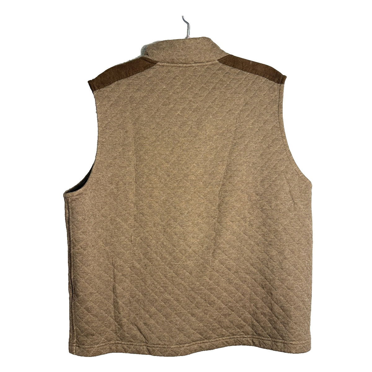 Men's Bonobos Midtown Quilted Vest in tan with brown accents, lightweight jacket with quilted pattern, size large, new without tags