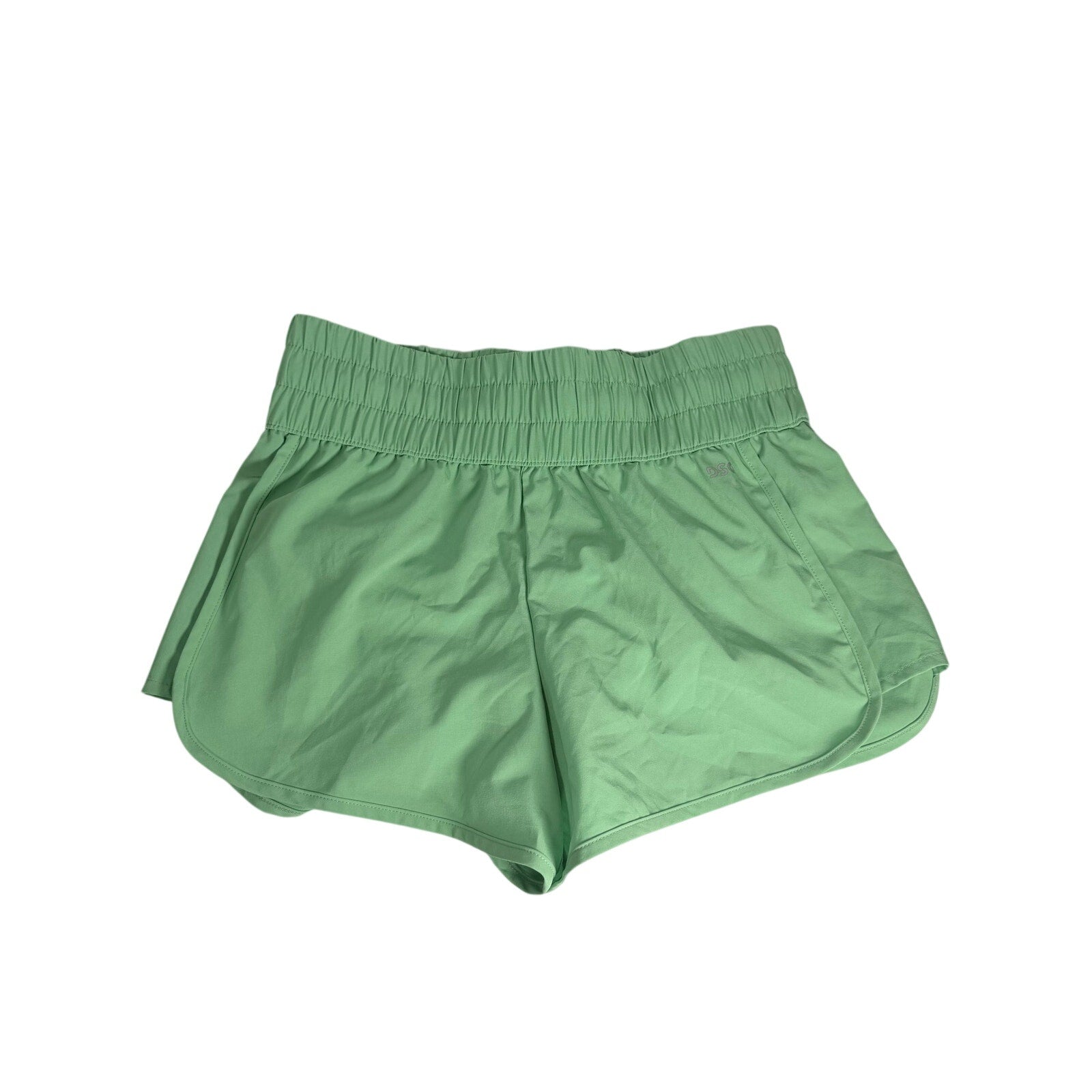 DSG women's mint green athletic running shorts in size XS, lightweight and breathable fabric, front view.