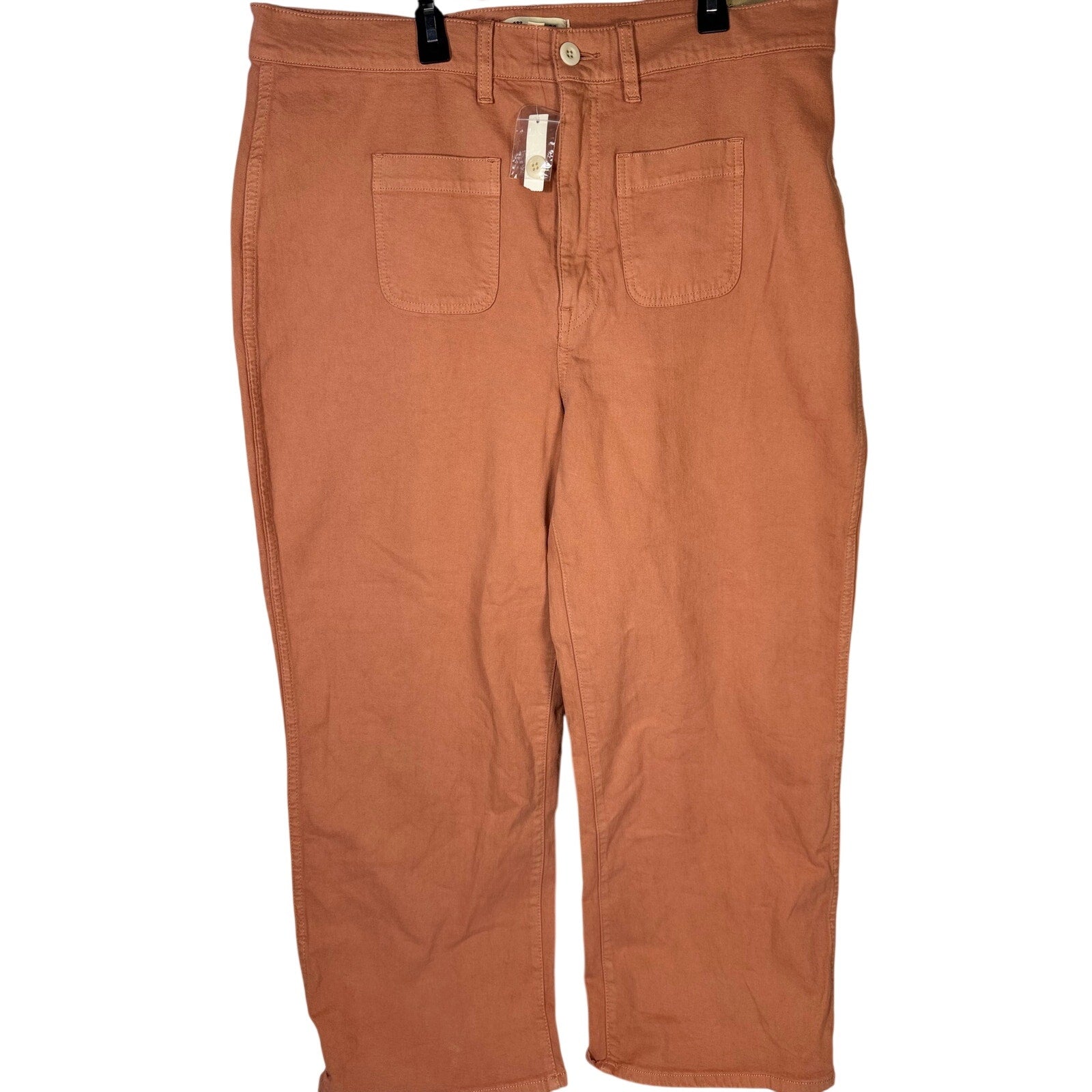 Madewell The Perfect Vintage wide-leg crop pants in terracotta, size 33, with a high waist and relaxed fit.
