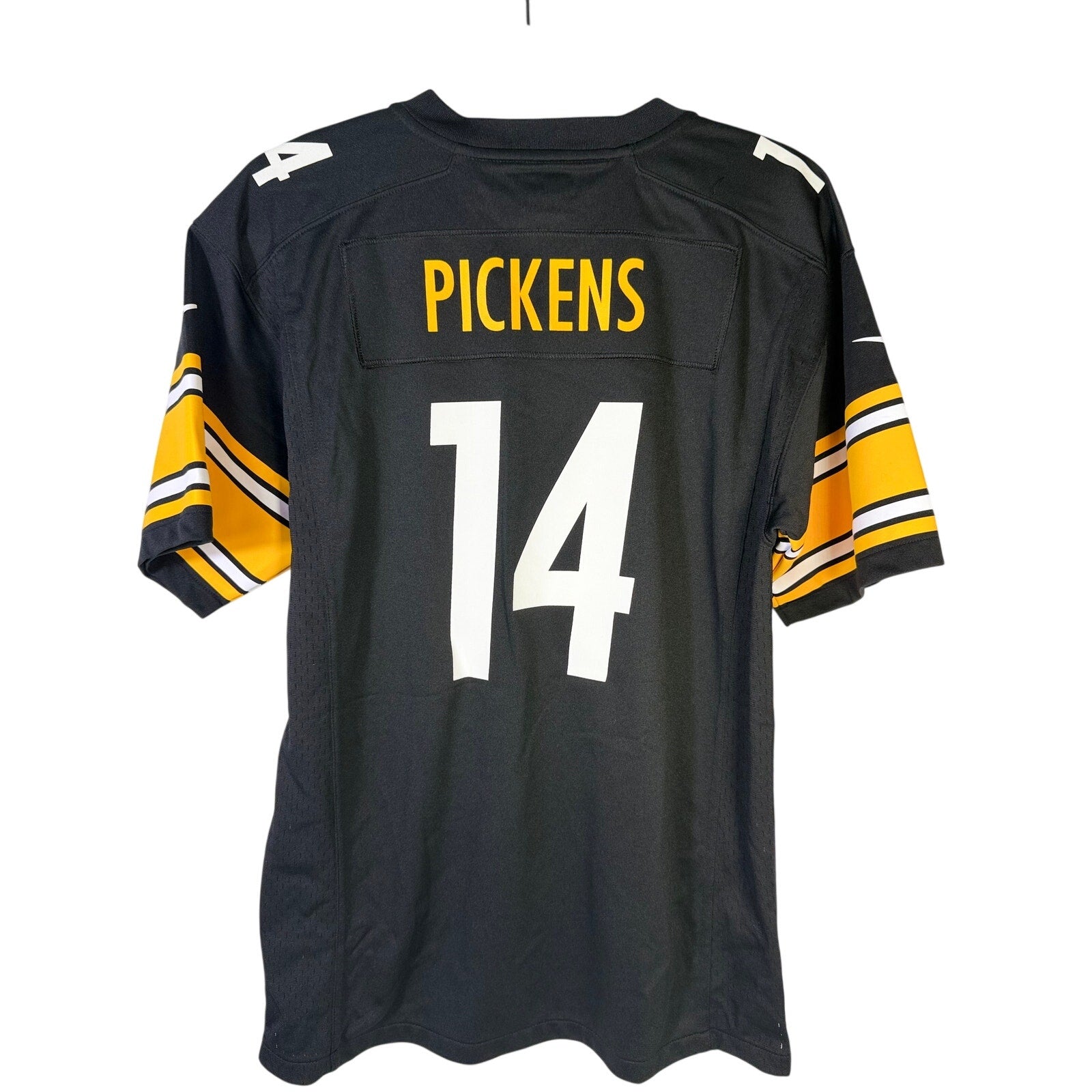 Nike NFL Pittsburgh Steelers George Pickens #14 game jersey for men, size XL, pre-owned, showing team logo and player name.