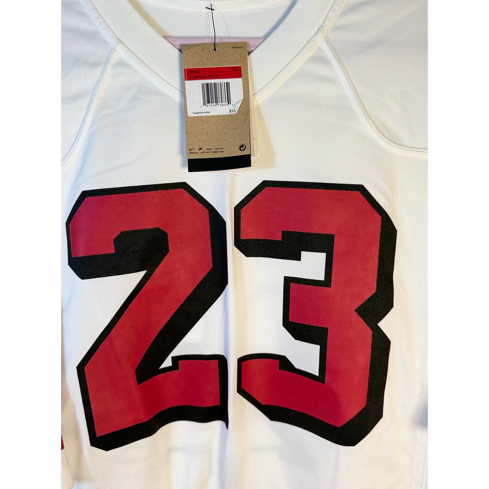Nike Christian McCaffrey #23 San Francisco 49ers white NFL jersey for men, size large, new with tags.