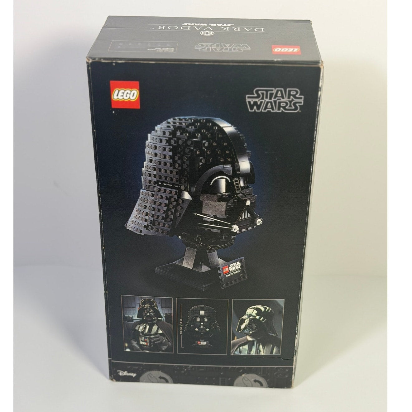 LEGO Star Wars Darth Vader Helmet set 75304 with 834 pieces, detailed build for ages 18+, black helmet toy display box.
