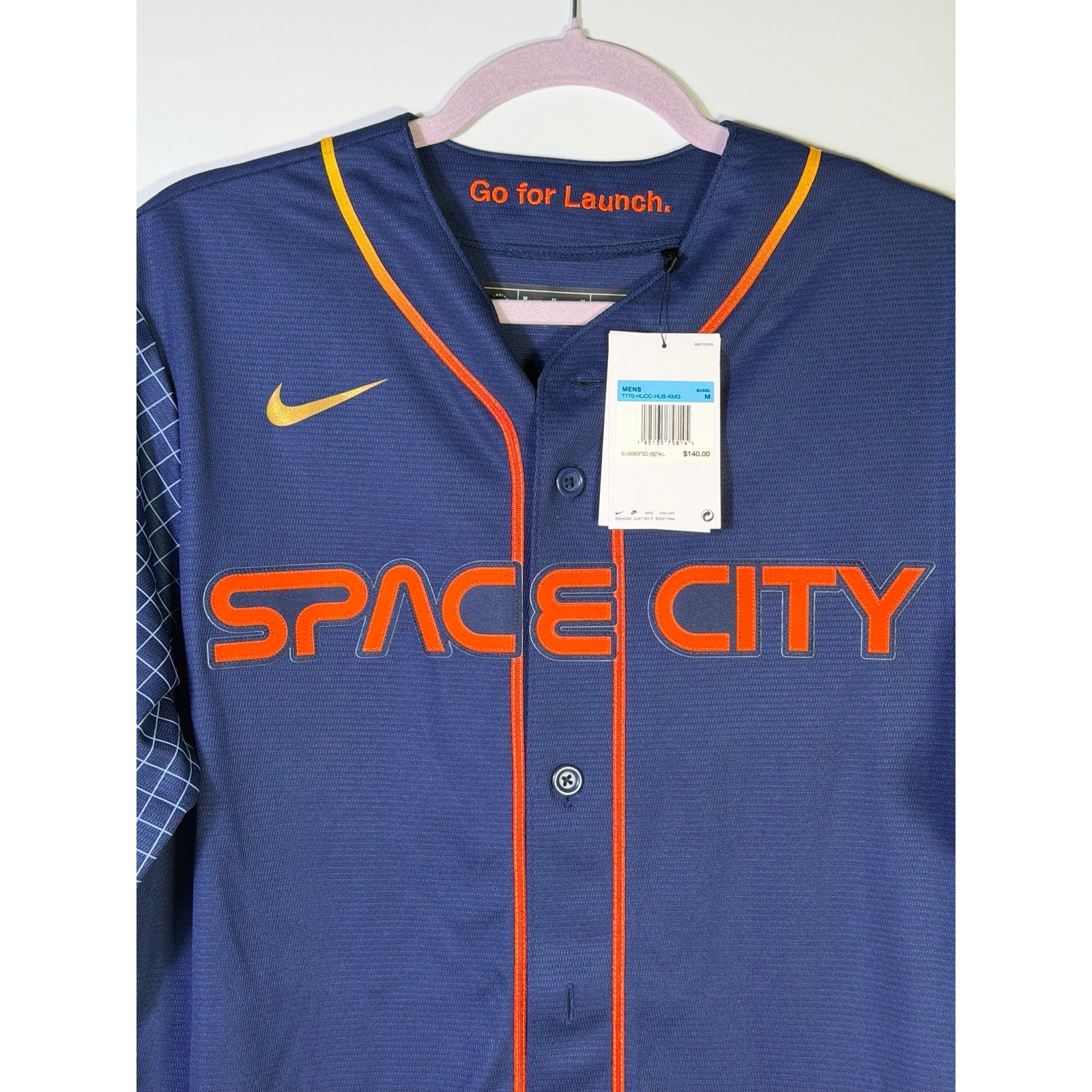 Nike Houston Astros Space City Connect MLB jersey in navy, men's size M, featuring team logo and athletic design.