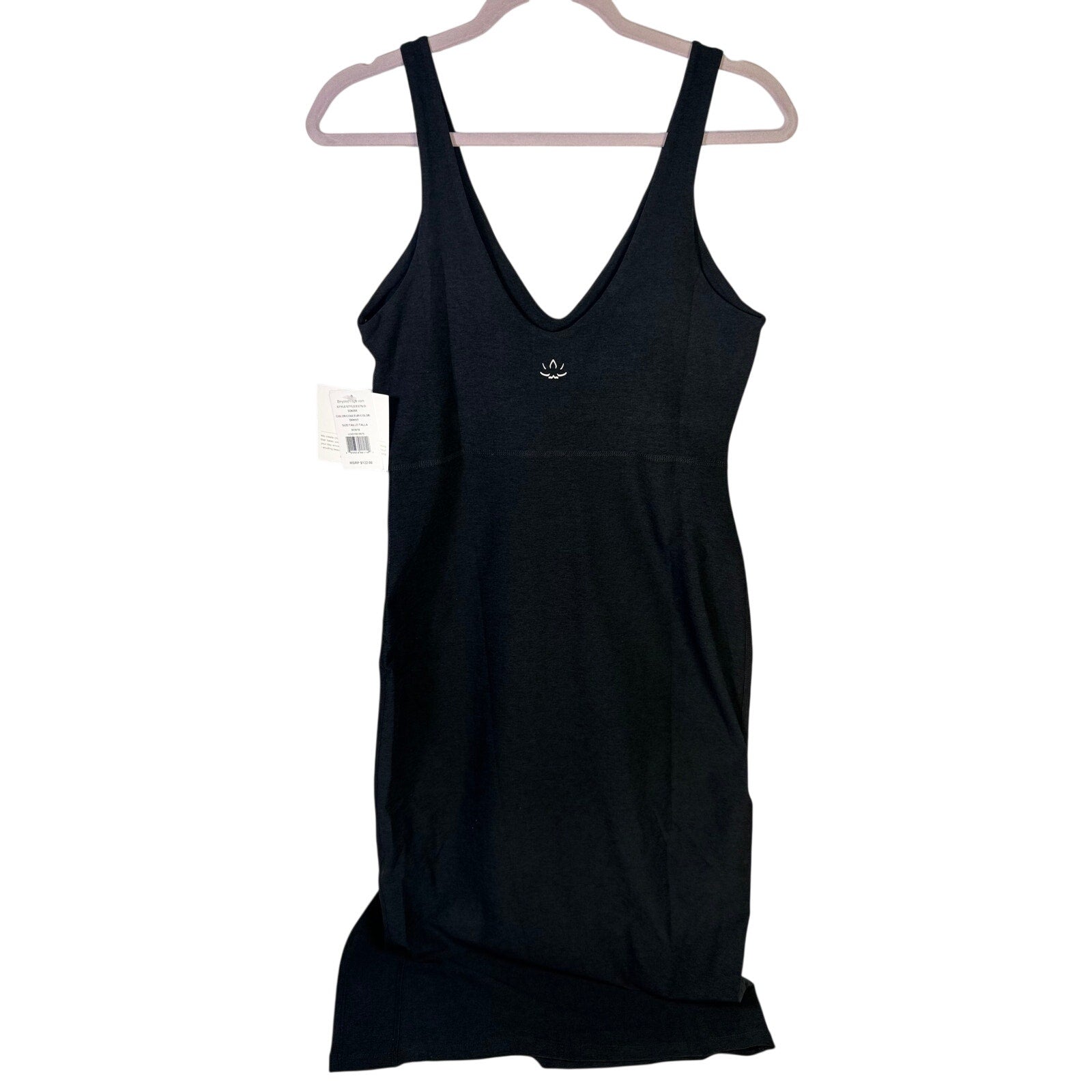 Beyond Yoga Spacedye Inspire Midi Dress for women, black, size medium, lightweight and stylish for casual or active wear.