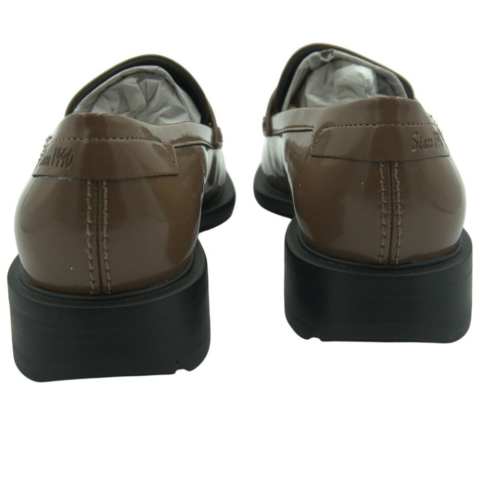 Brown Franco Sarto A-Eden studded flats for women, size 9M, featuring stylish studded design and comfortable slip-on shoes.