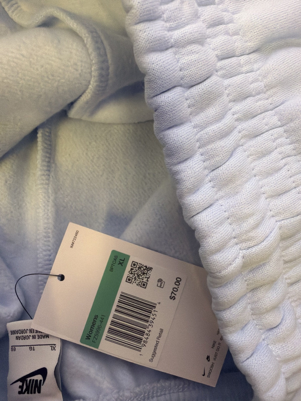 Light blue Nike Sportswear Phoenix fleece high-waisted oversized women's sweatpants, XL size, soft and comfortable fit.