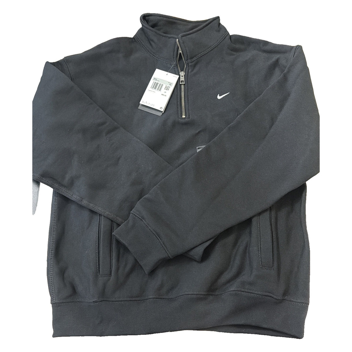 Nike Solo Swoosh black men's half-zip fleece pullover, size XS, featuring Nike logo and soft fleece fabric.