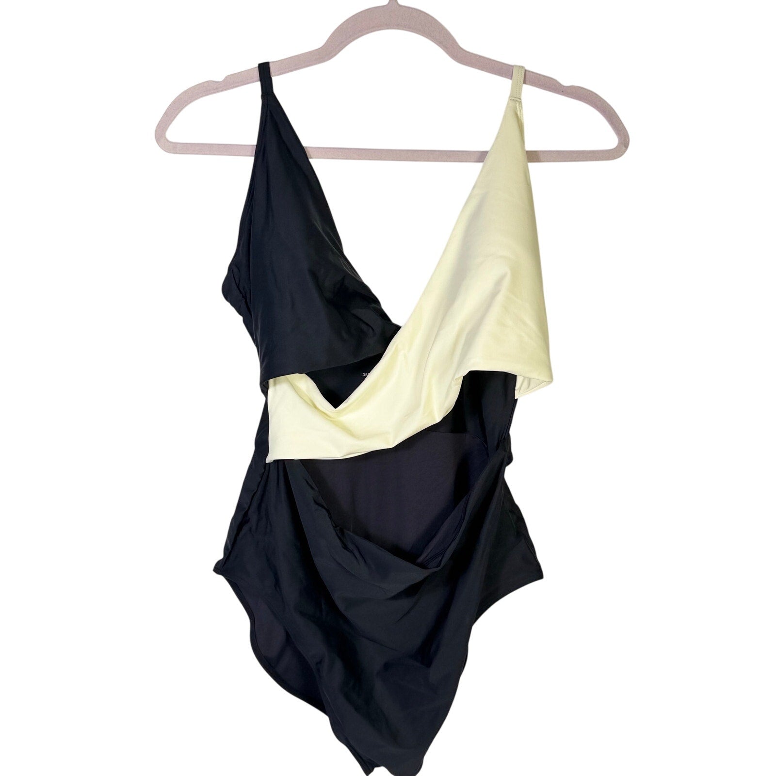 Summersalt black cream colorblock one-piece swimsuit for women, size 12, featuring a stylish and flattering design.