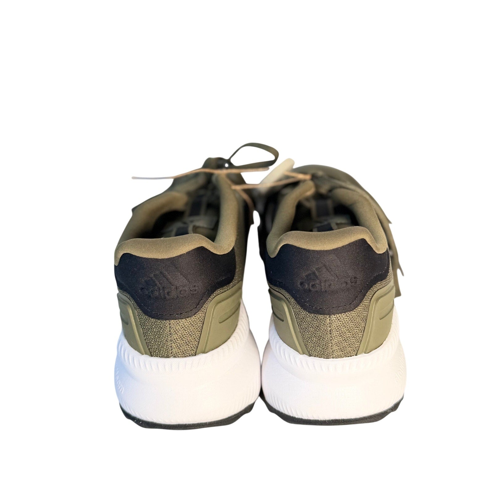 Adidas Runfalcon 3.0 men's running shoes in olive green and black with cushioned soles and breathable mesh upper