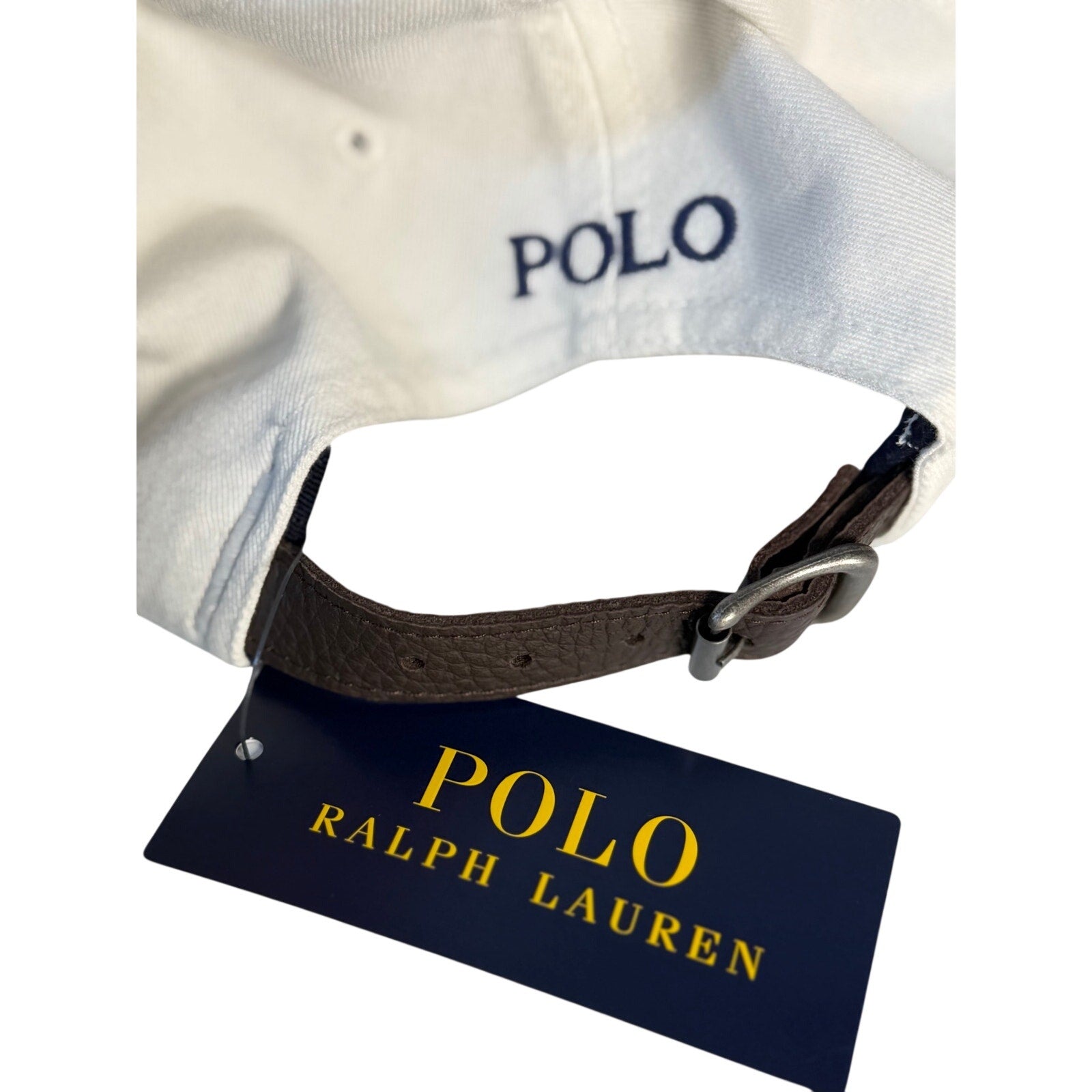 White Polo Ralph Lauren 20th Anniversary Big Pony baseball cap with adjustable strap, featuring the iconic embroidered logo.