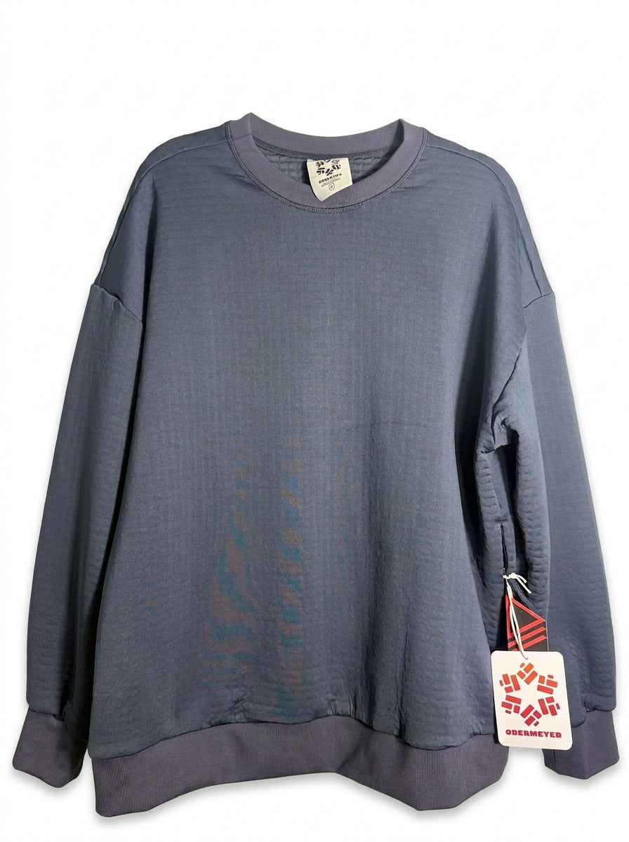 Men's Obermeyer Explorer Tech Crew Pullover in Blue Nights, medium, with a comfortable fit and casual style.