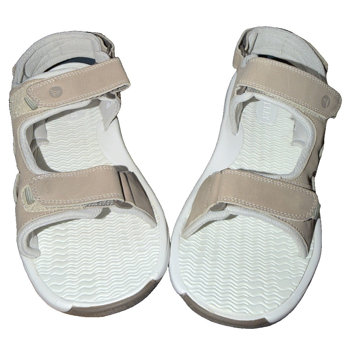 Sperry men's taupe leather adjustable strap sport sandals with wide fit and size 10W, new in box.