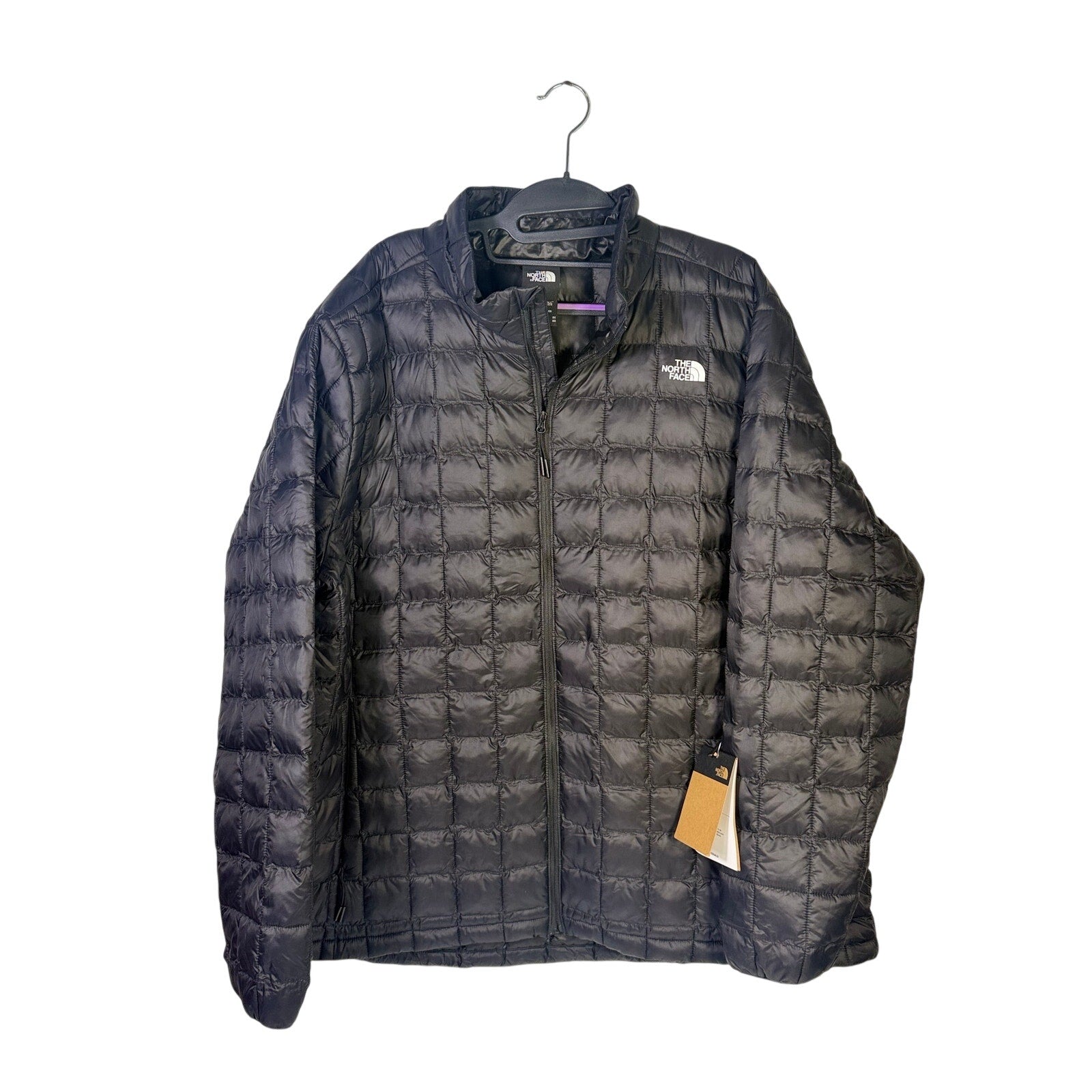 The North Face Women’s Plus ThermoBall Eco Jacket in black, size 3X Tall, featuring a puffy insulated design and hood.