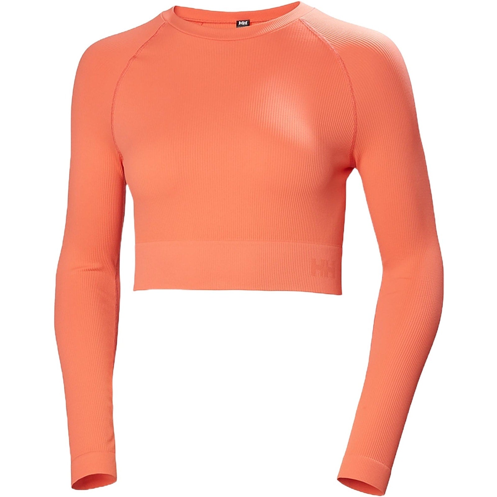 Youth Helly Hansen long sleeve T-shirt in peach, size large, showing front view with brand logo on chest.