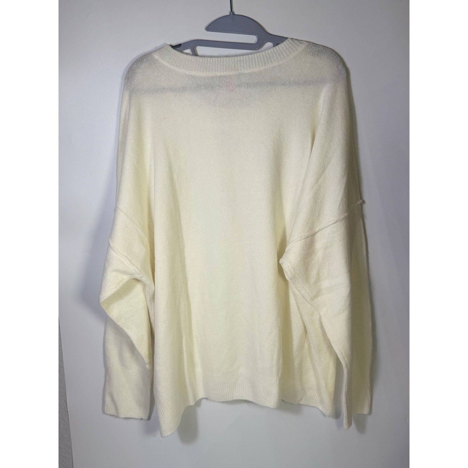 Vince Camuto women's Cheers holiday sweater in cream with gold beads, XXL size, featuring festive knit design and beaded accents.