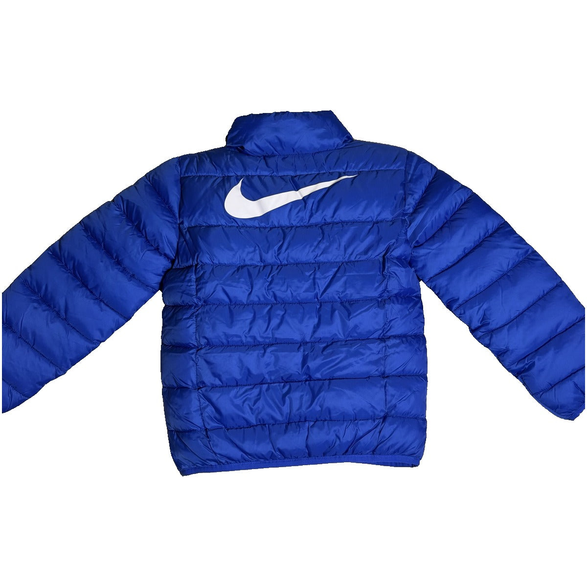 Nike little boys' royal blue puffer jacket with full zip and Nike swoosh logo, size 6, lightweight and insulated for warmth