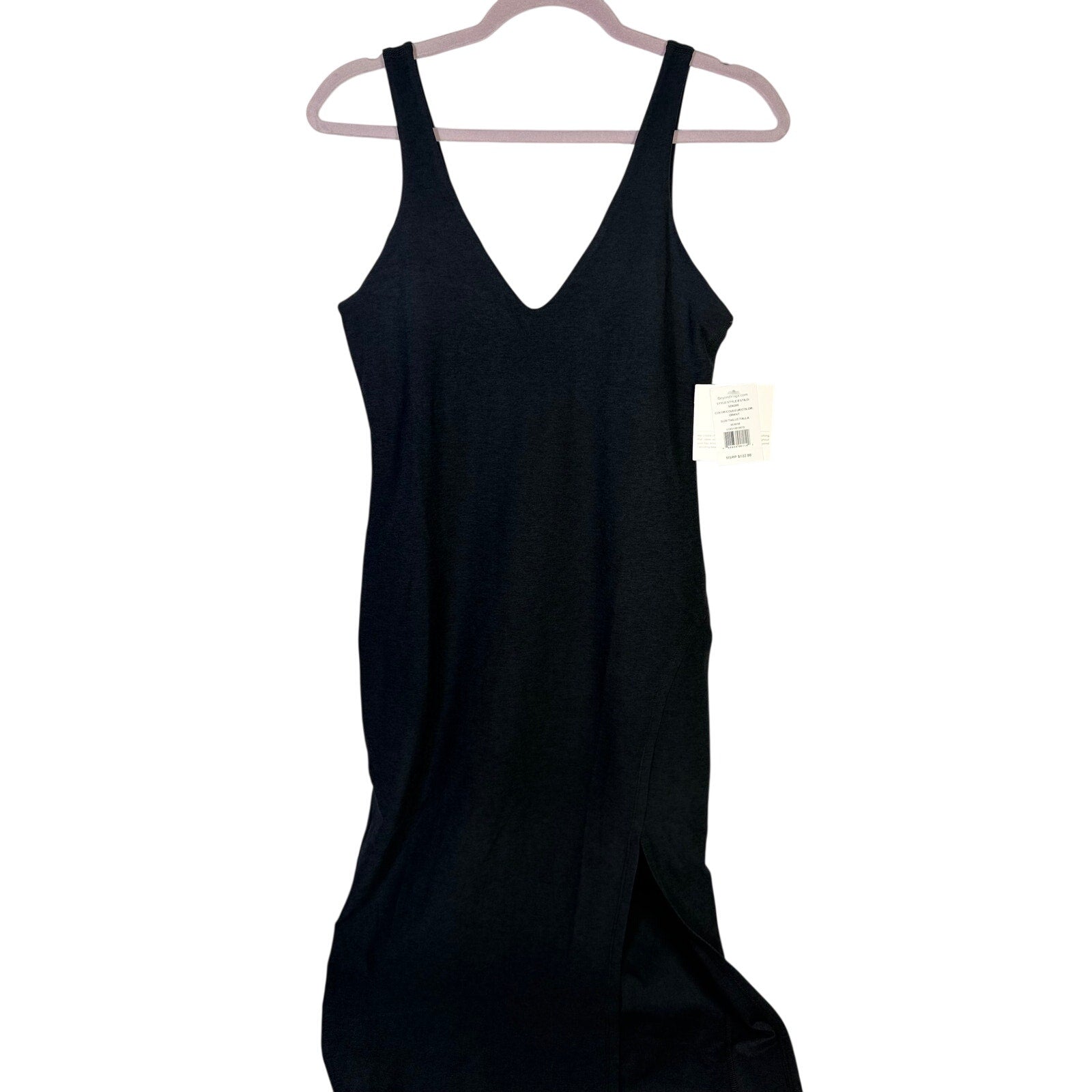 Beyond Yoga Spacedye Inspire Midi Dress for women in size medium, black with a fitted, stylish design.