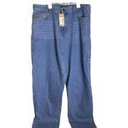 Light blue Nasty Gal organic denim mom jeans, women's plus size 14, shown on model with relaxed fit and classic jean styling.