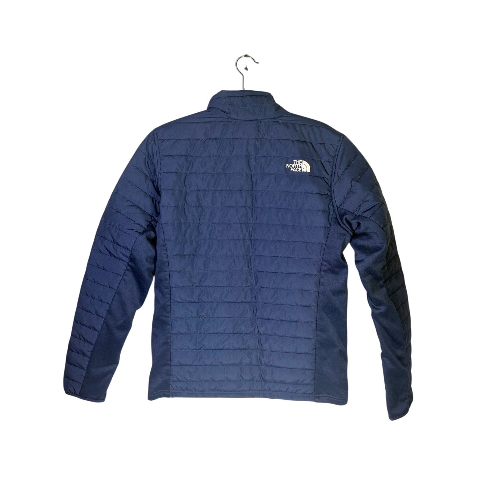 The North Face Men’s Canyonlands Hybrid Jacket in Summit Navy, size small, showing the lightweight, water-resistant outdoor jacket.