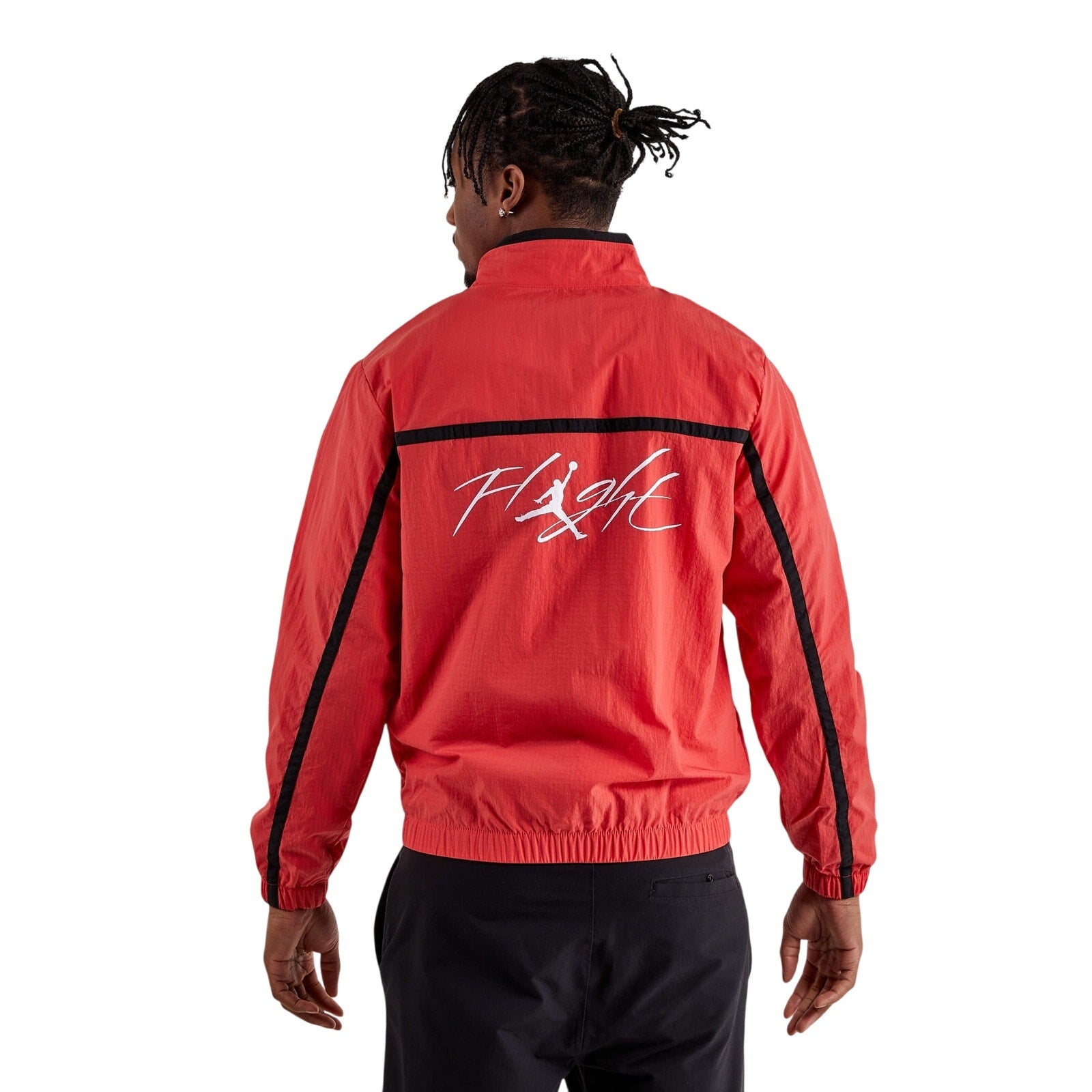 Nike Jordan Essentials Woven Windbreaker jacket in Lobster color, men's large size, lightweight and stylish outdoor apparel.