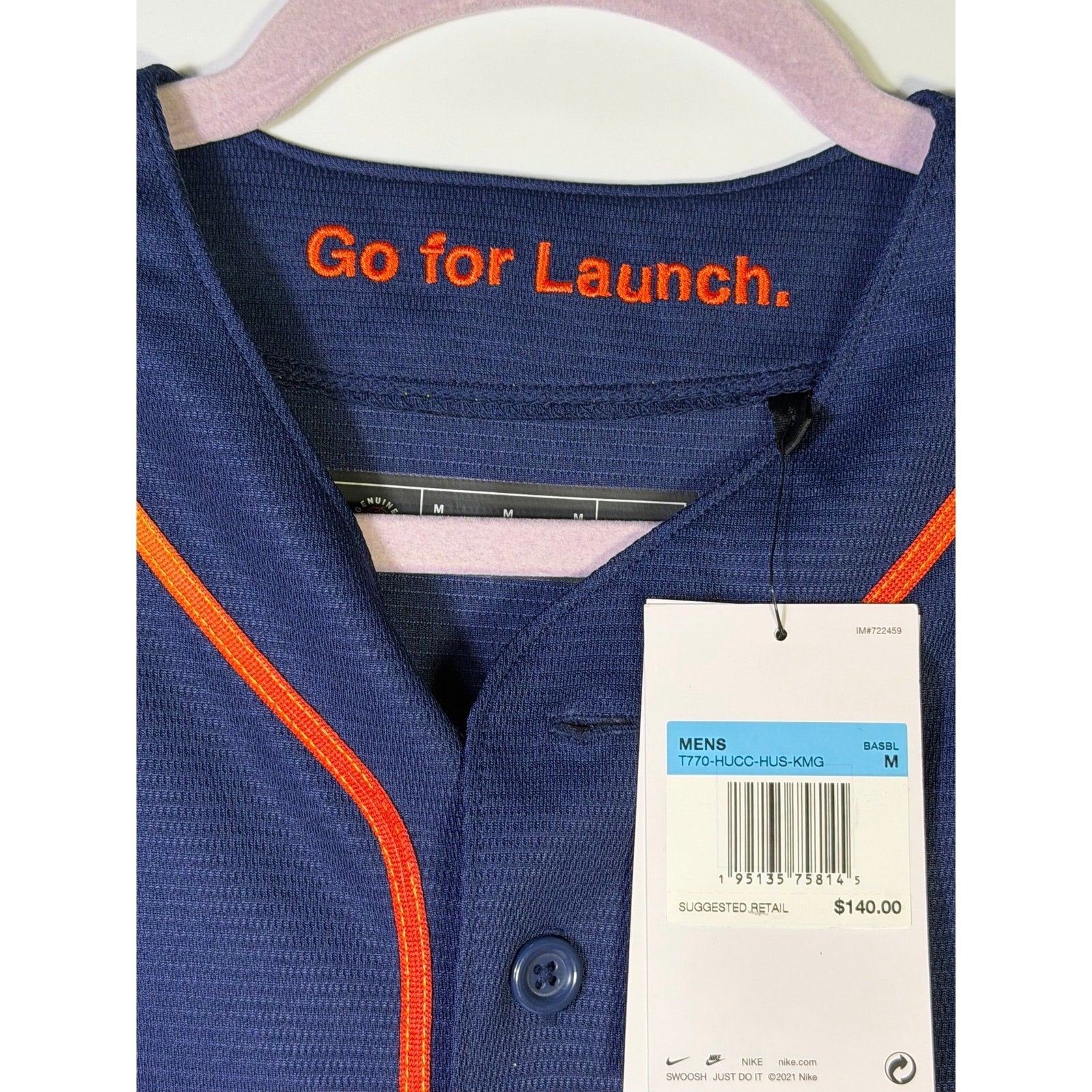 Nike Houston Astros Space City Connect MLB jersey in navy for men, size M, featuring team logo and athletic fit.