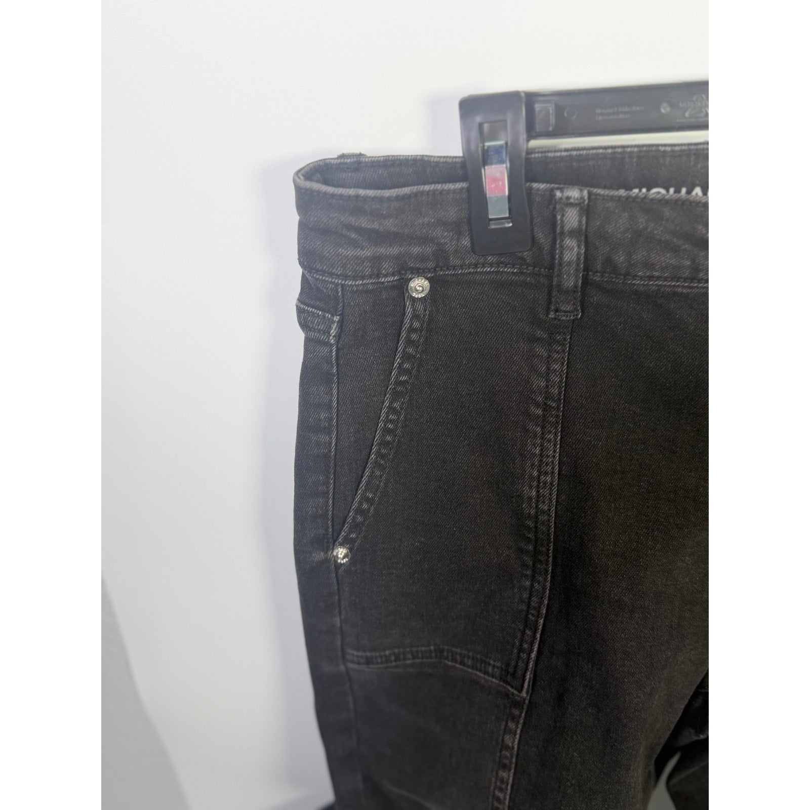 MICHAEL Michael Kors women's cropped flare jeans in washed black, size 4, with distressed detailing and classic fit.
