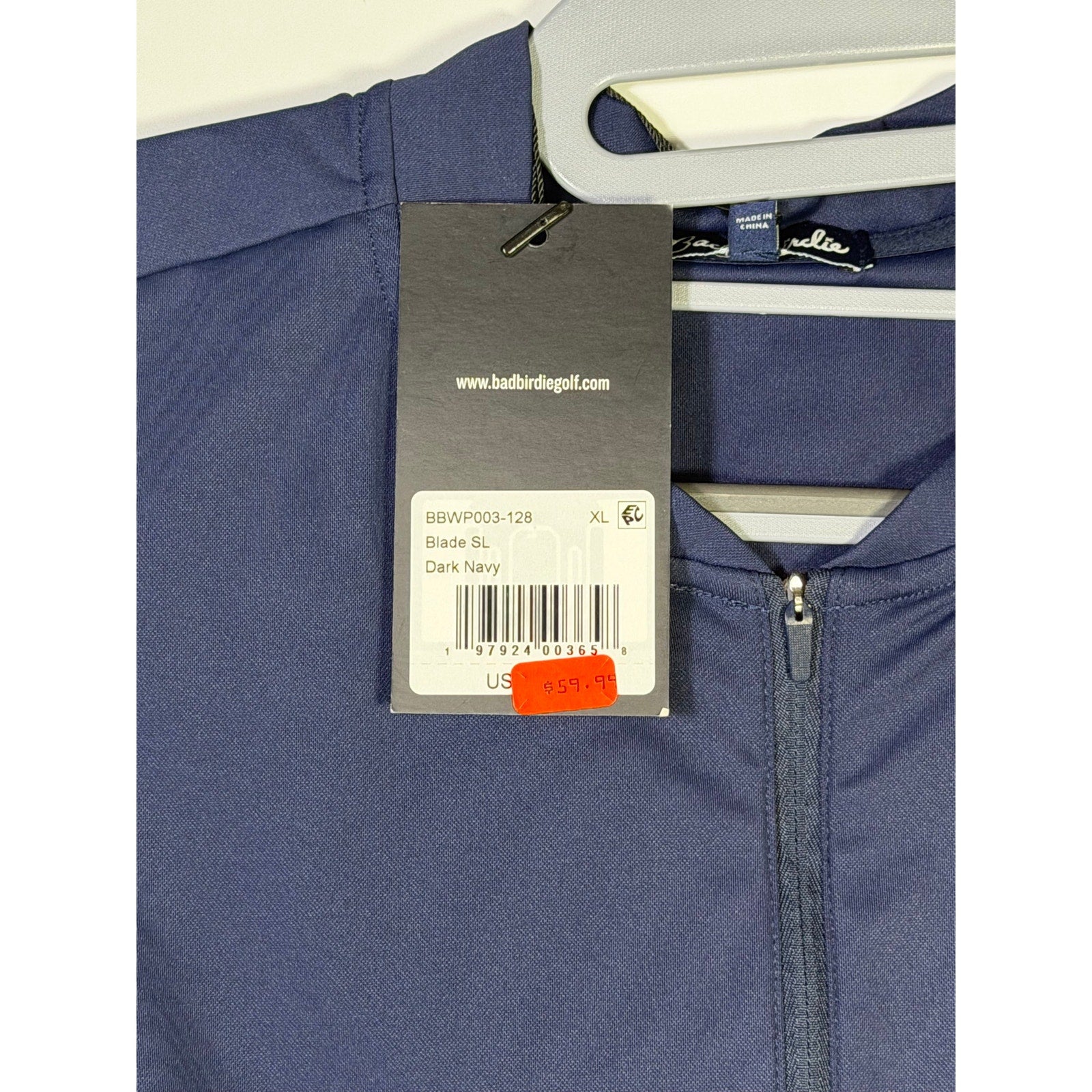 Blue Bad Birdie women’s sleeveless quarter-zip golf tank top in size XL, featuring a stylish, athletic design.