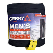 Gerry men's black waterproof fleece-lined ski pants, size small, with stretch fabric and snow-resistant design.
