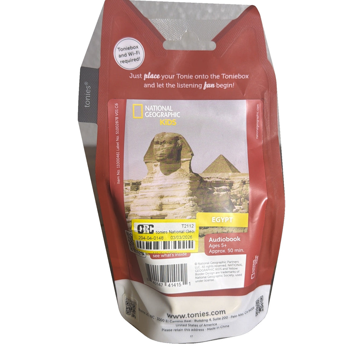 Tonies National Geographic Kids Egypt Audiobook Audio Character New