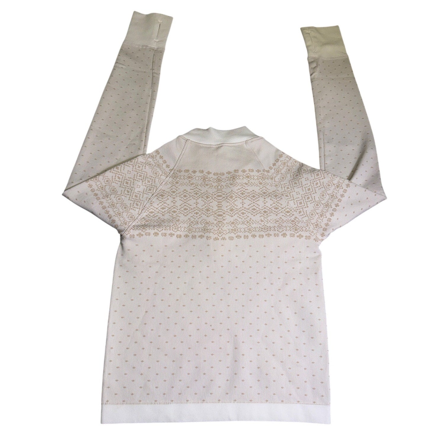 DSG women's ivory taupe Fair Isle quarter-zip sweatshirt, long sleeve, size S, new with tags, comfortable knit pullover.