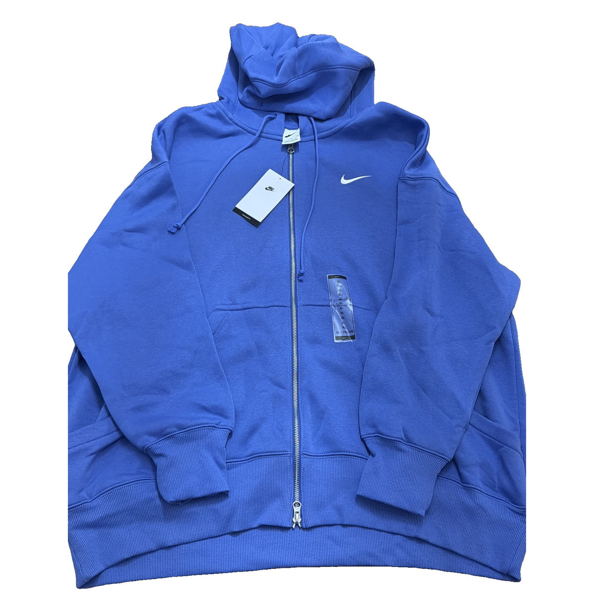 Nike Sportswear Phoenix Fleece oversized full zip hoodie for women, blue, XL, casual sweatshirt with a soft fleece interior.