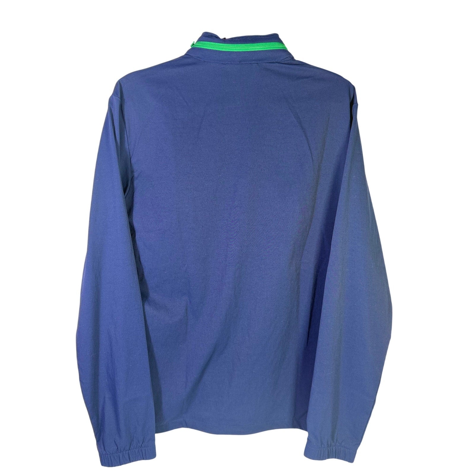 Adidas men's golf full-zip jacket in night indigo green, size small, featuring a sleek design and full-length zipper.