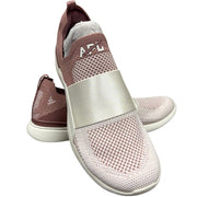 Apl TechLoom Bliss ivory creme athletic sneakers with beachwood accents, size 10.5, featuring breathable fabric and sporty design.