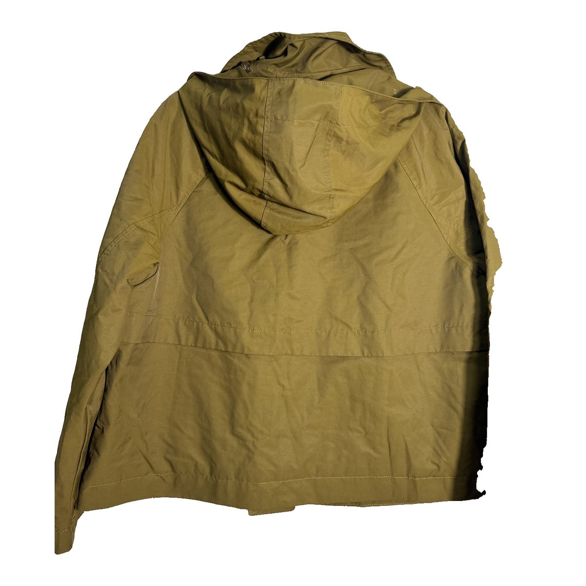 Women's CALIA crop trench jacket in dark khaki olive, hooded, lightweight, with a tailored fit, perfect for casual or outdoor wear