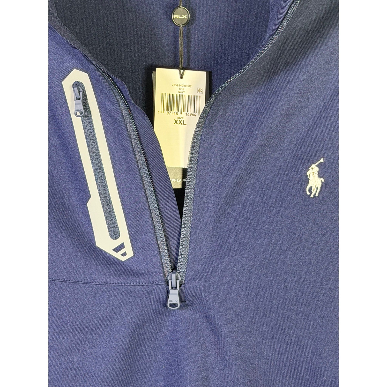 Navy Ralph Lauren RLX Team USA men's Olympic quarter-zip sweatshirt in XXL, showing the pullover's front view with zip collar.