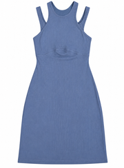 Lululemon ribbed cotton-modal cut-out dress for women, size 4, featuring ribbed texture and stylish cut-out design.