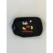 Lululemon Disney Mickey Mouse black embroidered belt bag with adjustable strap and zipper closure, stylish and compact accessory.