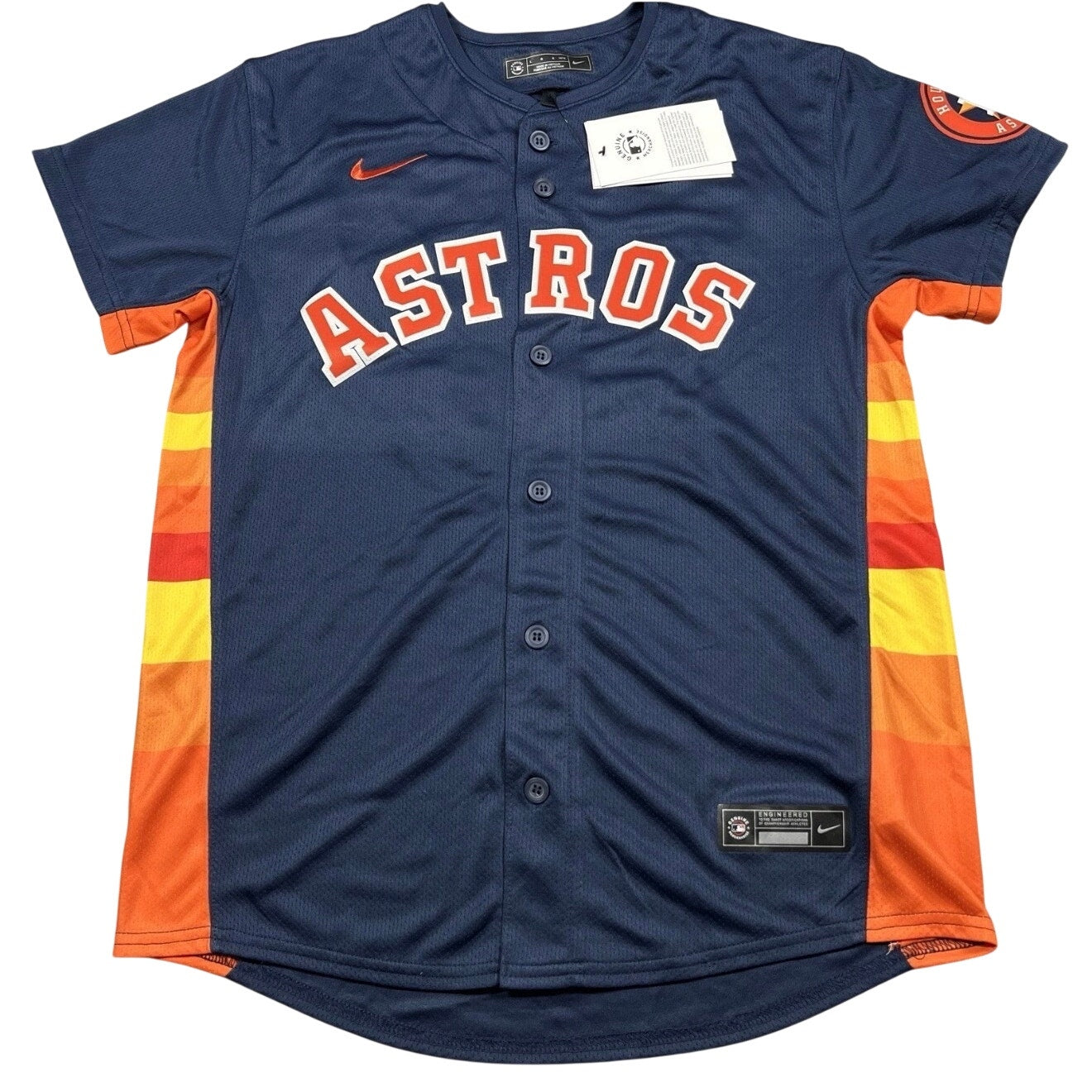 Nike Houston Astros Kyle Tucker youth MLB jersey in youth large, featuring team logo and player name on the front.