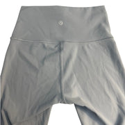Lululemon Align high-rise crop leggings in pastel blue, size 4, showing the soft, stretchy fabric and sleek design.