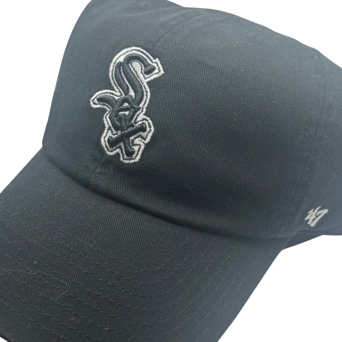 ’47 Chicago White Sox Clean Up adjustable black MLB hat with team logo, one size fits all, casual sports fan accessory