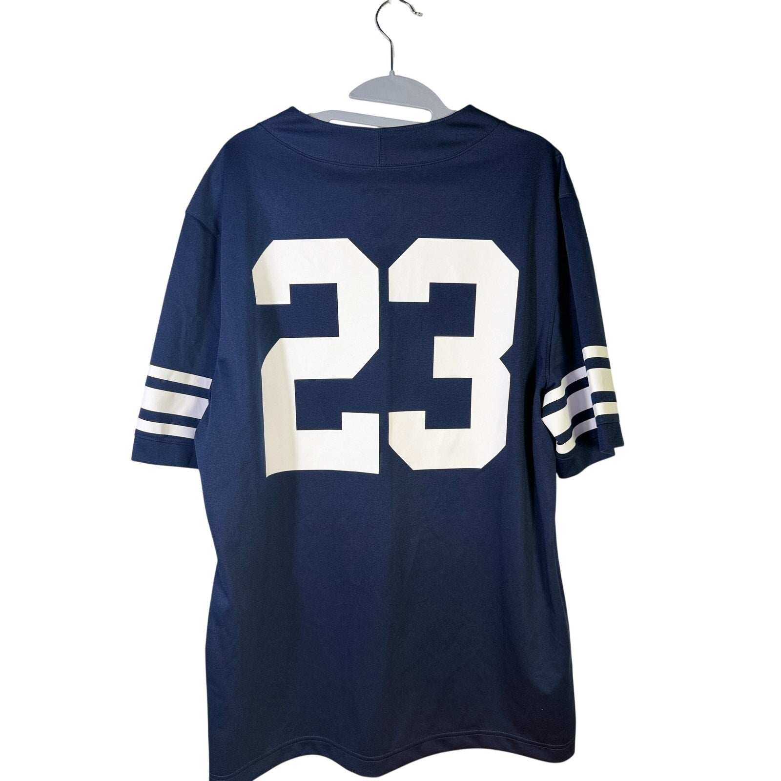 Nike BYU Cougars #23 men's navy replica football jersey with team logo and player number, size large, new with tags.
